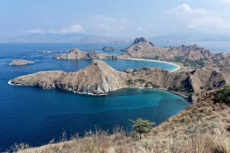 Padar Island’s three bays from the ridge path
